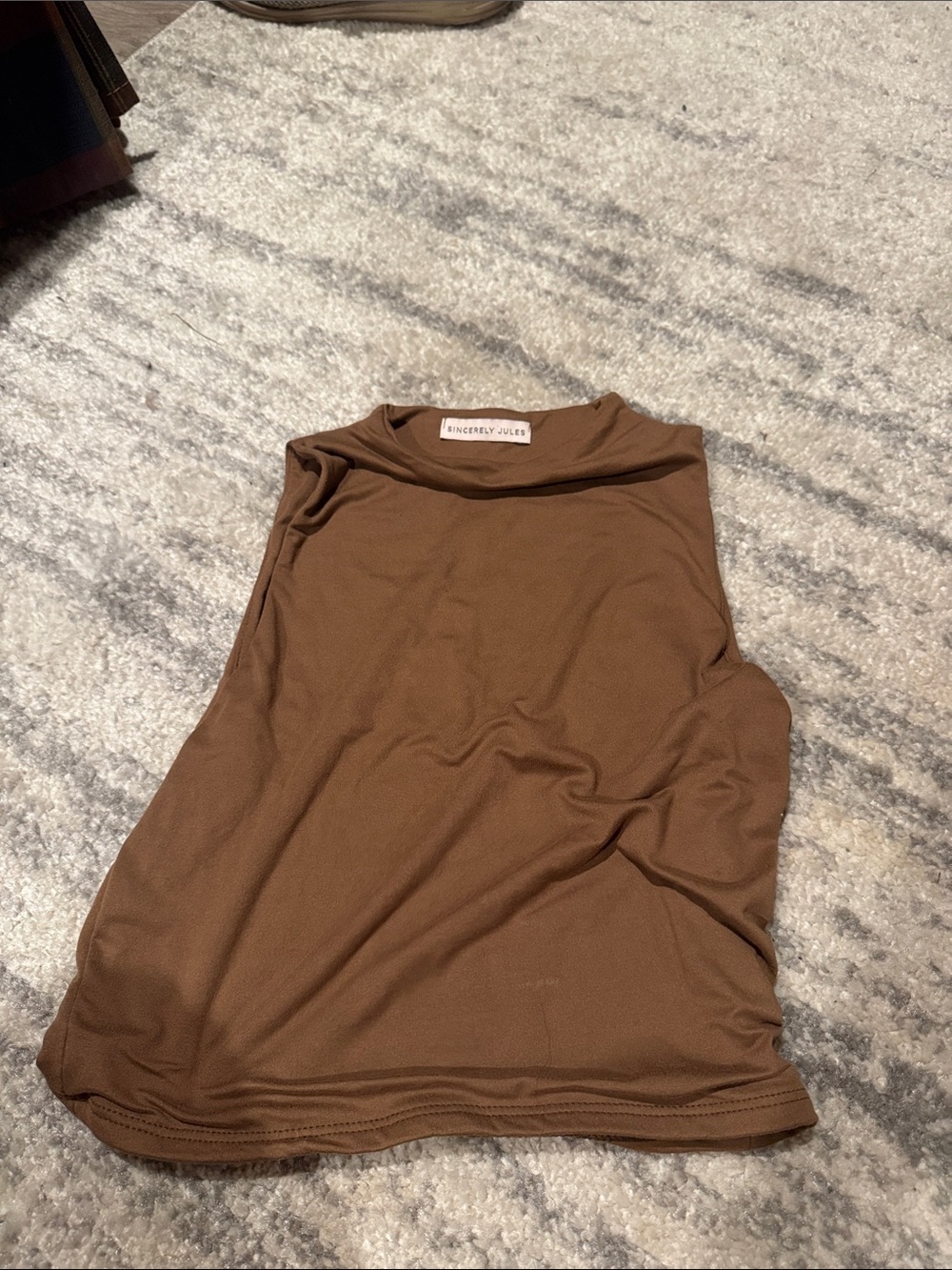 Sincerely Jules Chocolate Brown Mock Neck Tank